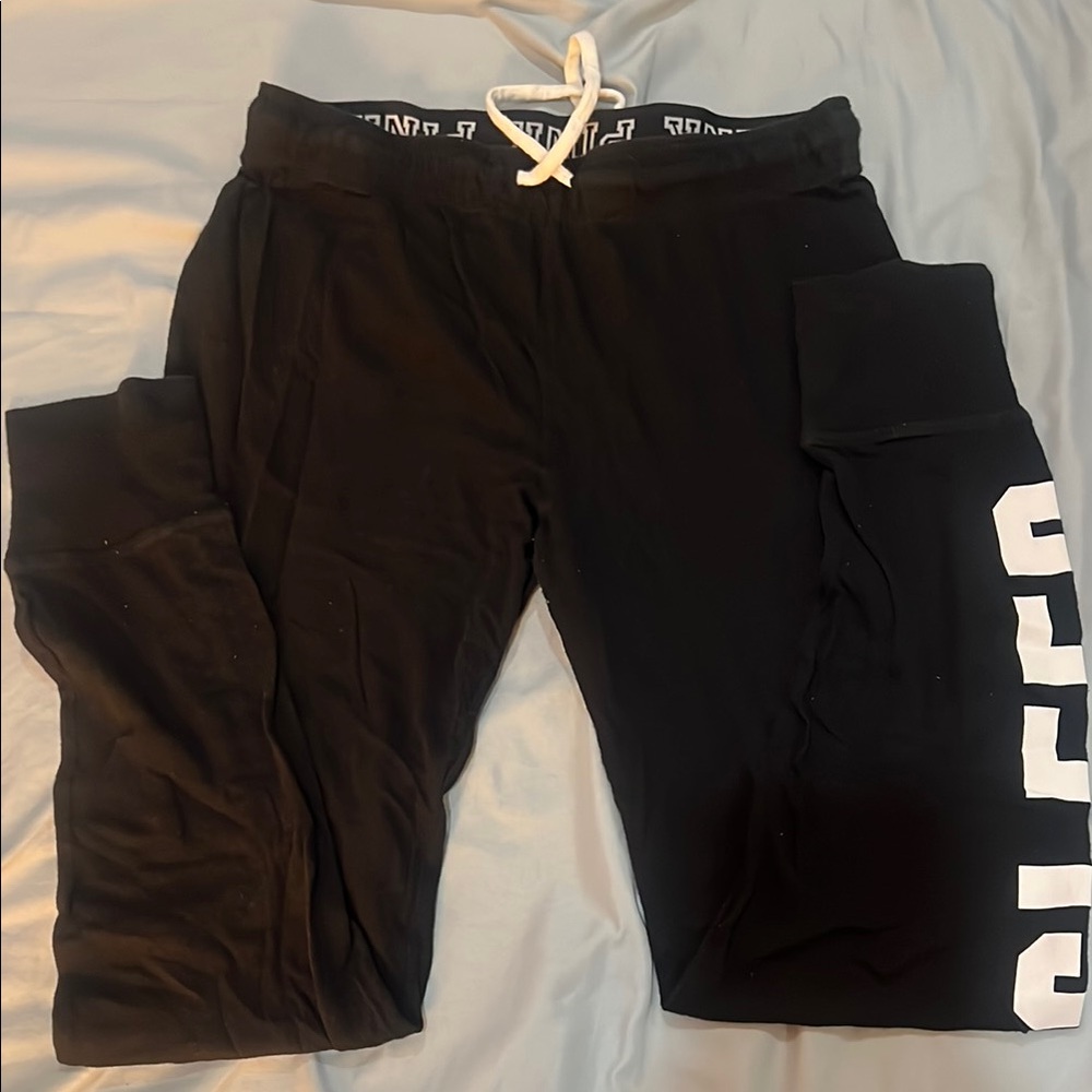 Victoria’s Secret PINK Black pajama pants with White Logo